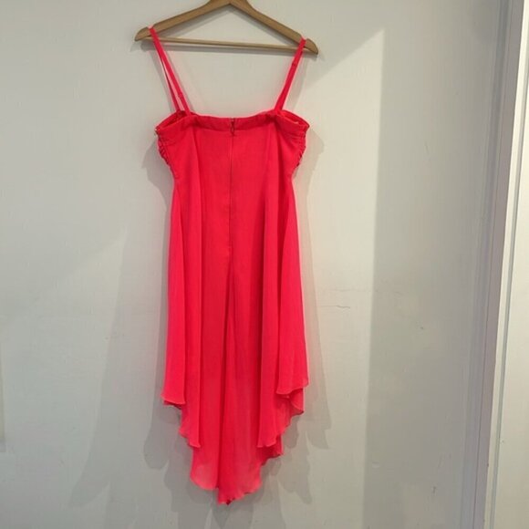 Lipsy asymmetric waterfall neon pink dress sparkle beads US6 removable straps - Picture 5 of 8